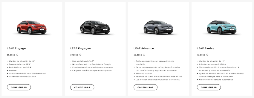 Configura-Nissan-Leaf El Nissan Leaf se corona como Mejor Coche del Mundo 2026 por el Women’s Worldwide Car of the Year