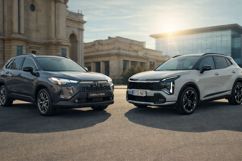 Toyota Corolla Cross y Kia Sportage Hybrid enfrentados en la comparativa