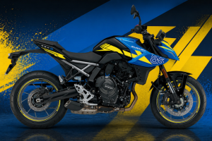 Suzuki GSX-8S Amarillo Ibérica con decoración azul y amarilla exclusiva para España