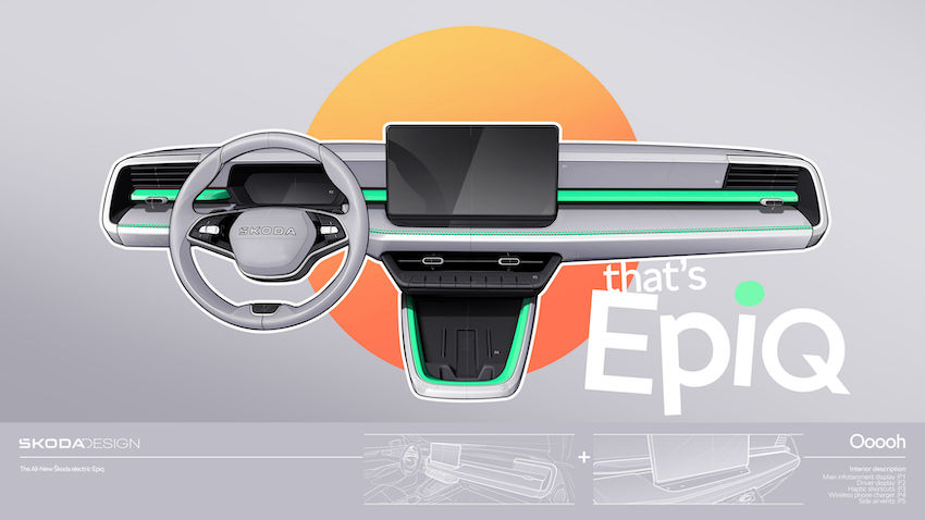 skoda-presenta-los-primeros-bocetos-del-interior-del-epiq-1 Skoda Epiq: primer vistazo al interior del SUV eléctrico más asequible de la marca