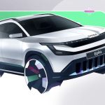 Boceto exterior delantero del Škoda Epiq eléctrico
